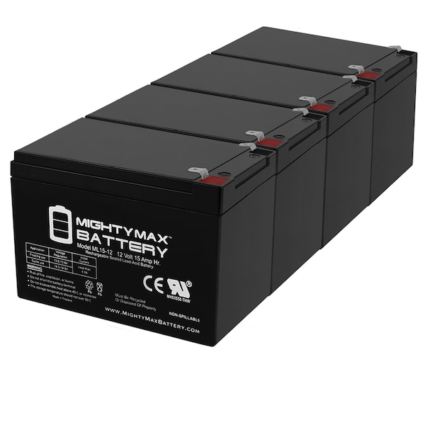 Mighty Max Battery 12V 15AH F2 Battery Replacement for Z Turbo Scooter Comp - 4 Pack ML15-12MP45314221300